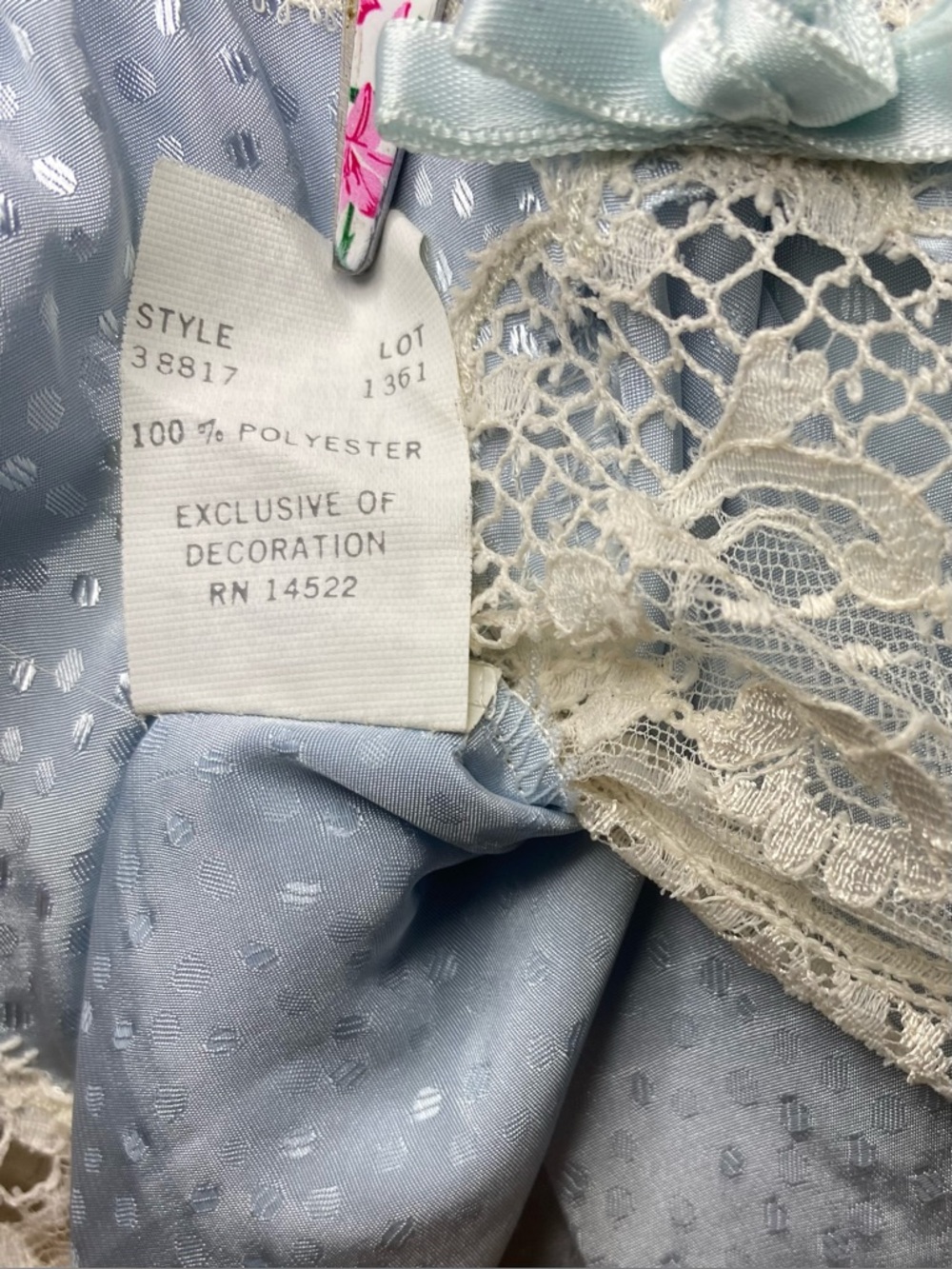 Christian Dior Lingerie Polka Dot Lace Slip Gown Sz Small Polyester Vintage 70s - Picture 8 of 13